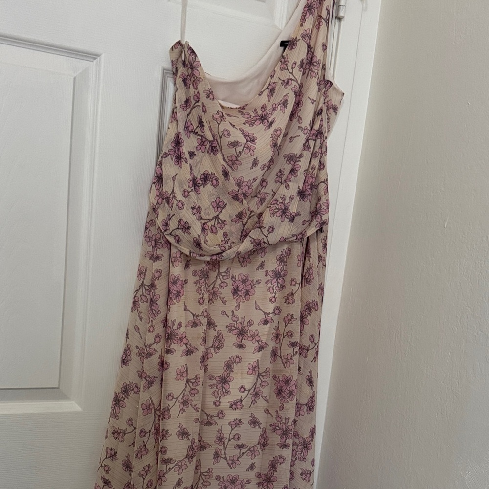 Express One Shoulder Floral Dress in Cream and Purple